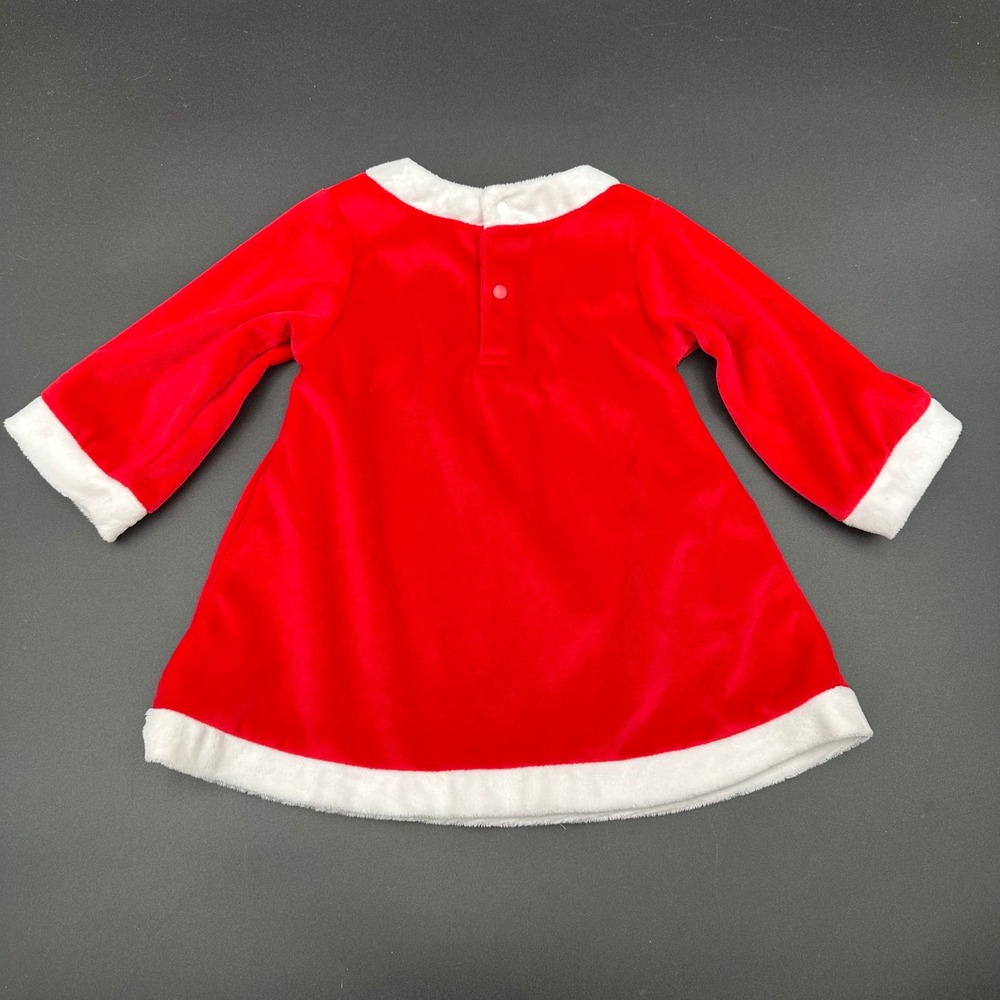 Just One Year Baby Girls Christmas Dress Outfit Red Velvet Holiday Party - Picture 3 of 3